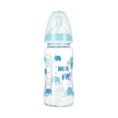 NUK buteliukas stiklinis First Choice+, 240 ml, 0-6