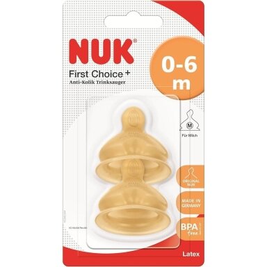 NUK  Žindukais lateksinis FIRST CHOICE+ 0-6 m, M
