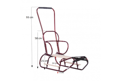 Metal sled with footrests ATIX Red 4