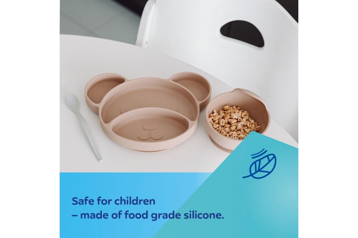 Silicone Suction Trigeminal Plate BEAR Canpol 51/401, Cream 4 Silicone Suction Trigeminal Plate BEAR Canpol 51/401, Cream 4
