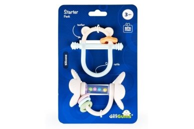 Silicone Teether with Rattle Set GiliGums STARTER 1 Silicone Teether with Rattle Set GiliGums STARTER 1