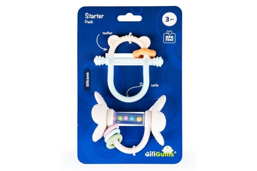Silicone Teether with Rattle Set GiliGums STARTER 1