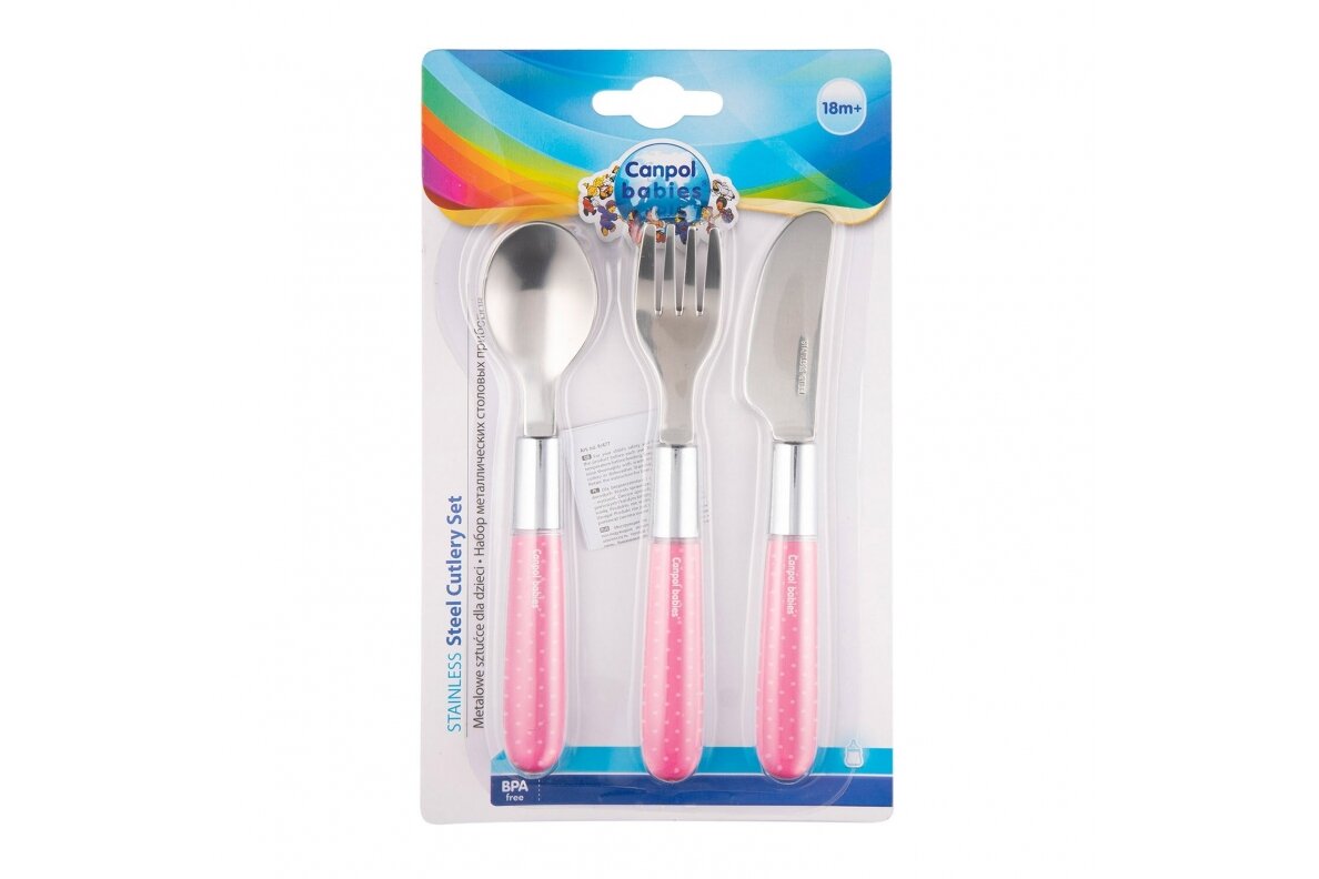 Stainless Steel Cutlery Set Canpol 9/477 Pink 2 Stainless Steel Cutlery Set Canpol 9/477 Pink 2