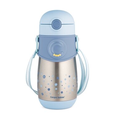 Termo-buteliukas su silikoniniu vamzdeliu 300ml Canpol 74/054 Blue Termo-buteliukas su silikoniniu vamzdeliu 300ml Canpol 74/054 Blue