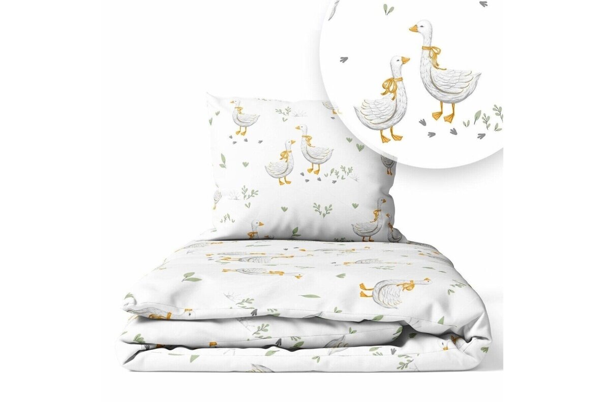 Bedding set 2 pcs Ankras GEESE WITH A GREEN LEAF Bedding set 2 pcs Ankras GEESE WITH A GREEN LEAF