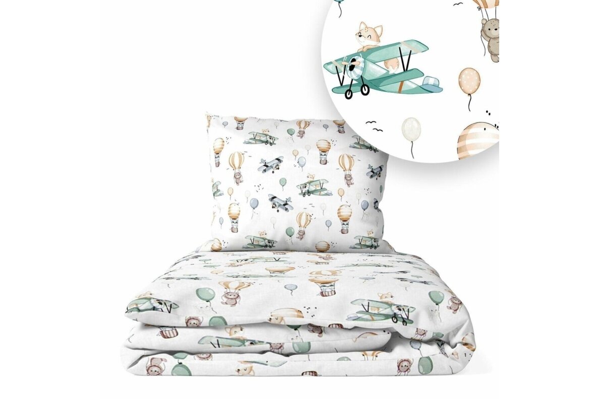 Bedding set 2 pcs Ankras FOX IN A PLANE Green