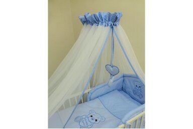 Tulle canopy for a baby crib Blue