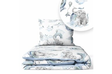 Bedding set 2 pcs Ankras for stroller, cradle ELEPHANTS IN A RAWBOW Bedding set 2 pcs Ankras for stroller, cradle ELEPHANTS IN A RAWBOW