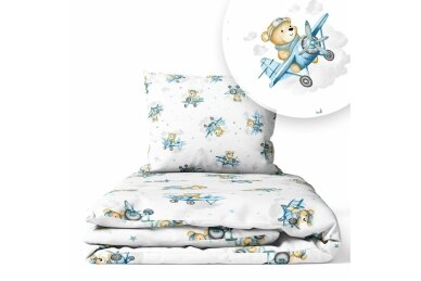 Bedding set 2 pcs Ankras TEDDY BEAR IN A PLANE Blue Bedding set 2 pcs Ankras TEDDY BEAR IN A PLANE Blue