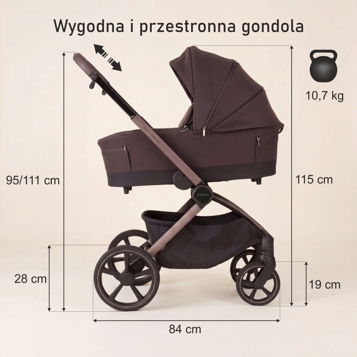 Коласка Adamex Adamex COMO Chocolate Fango 2in1 12 Коласка Adamex Adamex COMO Chocolate Fango 2in1 12