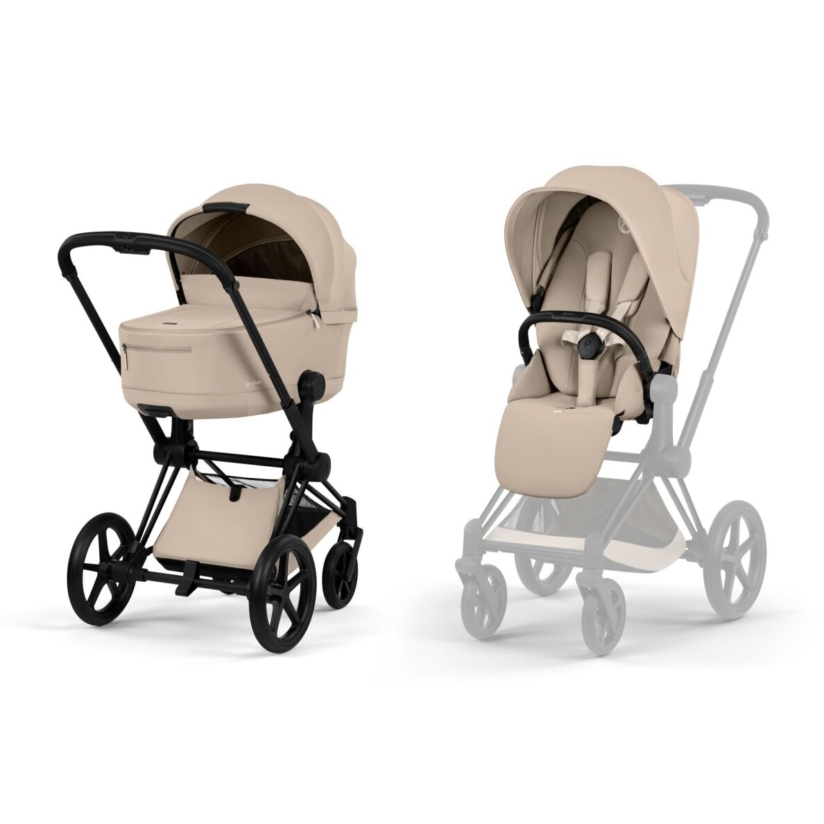 Коляска CYBEX Priam Style Fold Cot Cozy Beige/Frame Matt Black 2in1 Коляска CYBEX Priam Style Fold Cot Cozy Beige/Frame Matt Black 2in1
