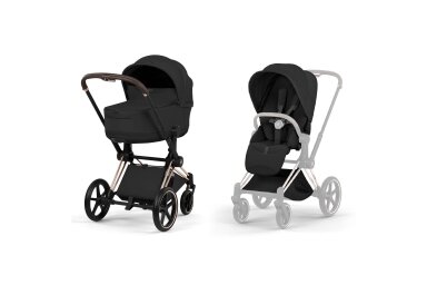 Stroller CYBEX  Priam Style Fold Cot Sepia Black/Frame Rose Gold 2in1