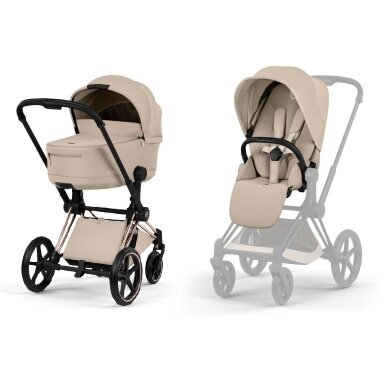 Vežimėlis CYBEX  Priam Style Fold Cot Cozy Beige/Frame Rose Gold 2in1