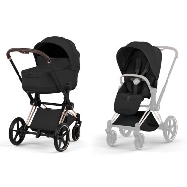 Vežimėlis CYBEX  Priam Style Fold Cot Sepia Black/Frame Rose Gold 2in1