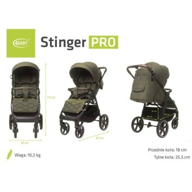 Vežimėlis 4baby STINGER PRO Khaki 15