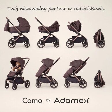 Vežimėlis Adamex COMO CHOCOLATE BROWN 2in1 11 Vežimėlis Adamex COMO CHOCOLATE BROWN 2in1 11