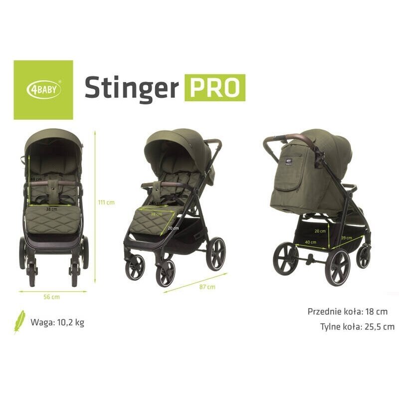 Vežimėlis 4baby STINGER PRO Khaki 15