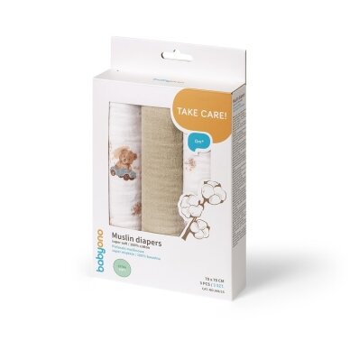 Пеленки MUSLIN BabyOno 348/15-3 шт 4 Пеленки MUSLIN BabyOno 348/15-3 шт 4