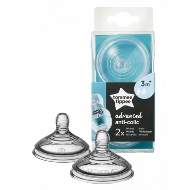Žindukai silikoninis Tommee Tippee ADVANCED Anti-Colic 2 vnt, 3m+, Žindukai silikoninis Tommee Tippee ADVANCED Anti-Colic 2 vnt, 3m+,