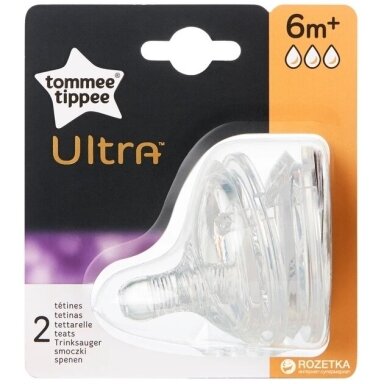 Žindukai silikoninis Tommee Tippee ULTRA 6+, 2 vnt Žindukai silikoninis Tommee Tippee ULTRA 6+, 2 vnt
